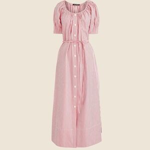 J. Crew Button-up midi dress in striped cotton poplin
